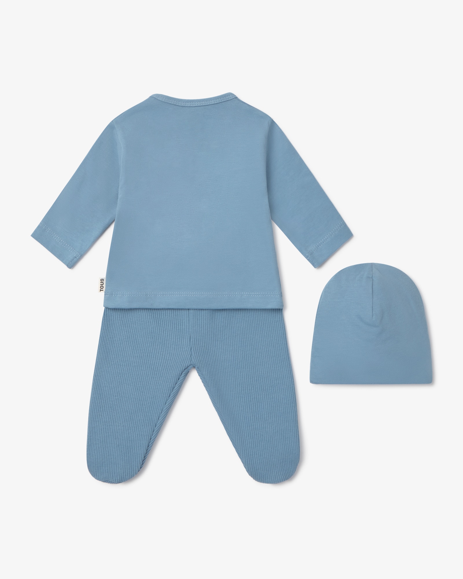 Set de bebé niño primera puesta con gorro, camiseta cruzada y polaina - Tous - Azul Azul-3