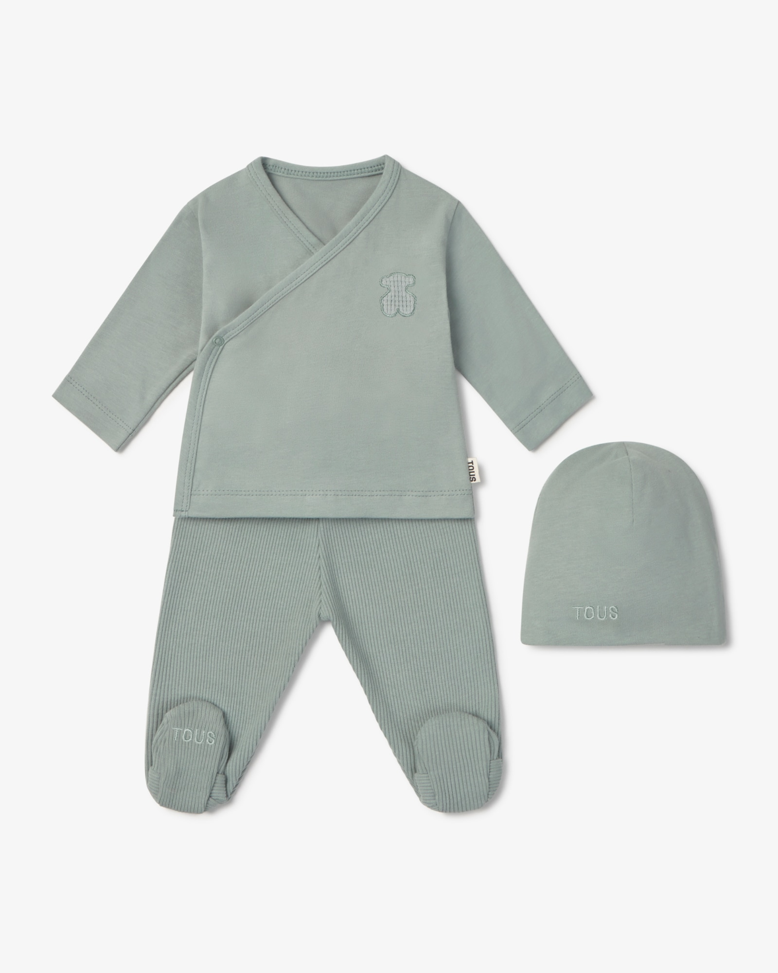Set de bebé niño primera puesta con gorro, camiseta cruzada y polaina - Tous - Verde Verde-1