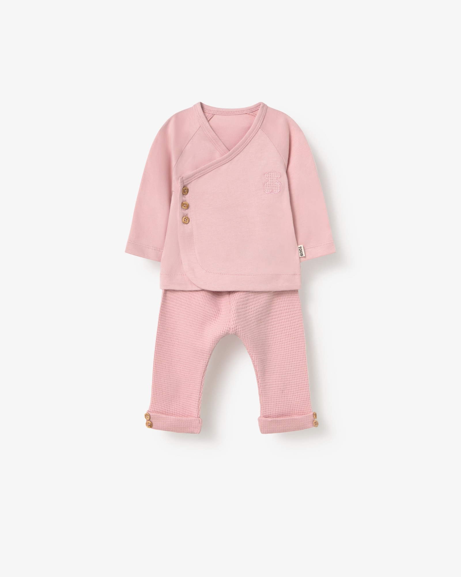 Pelele de bebé niño con orejas en algodón a rayas - Tous - Rosa Rosa-1