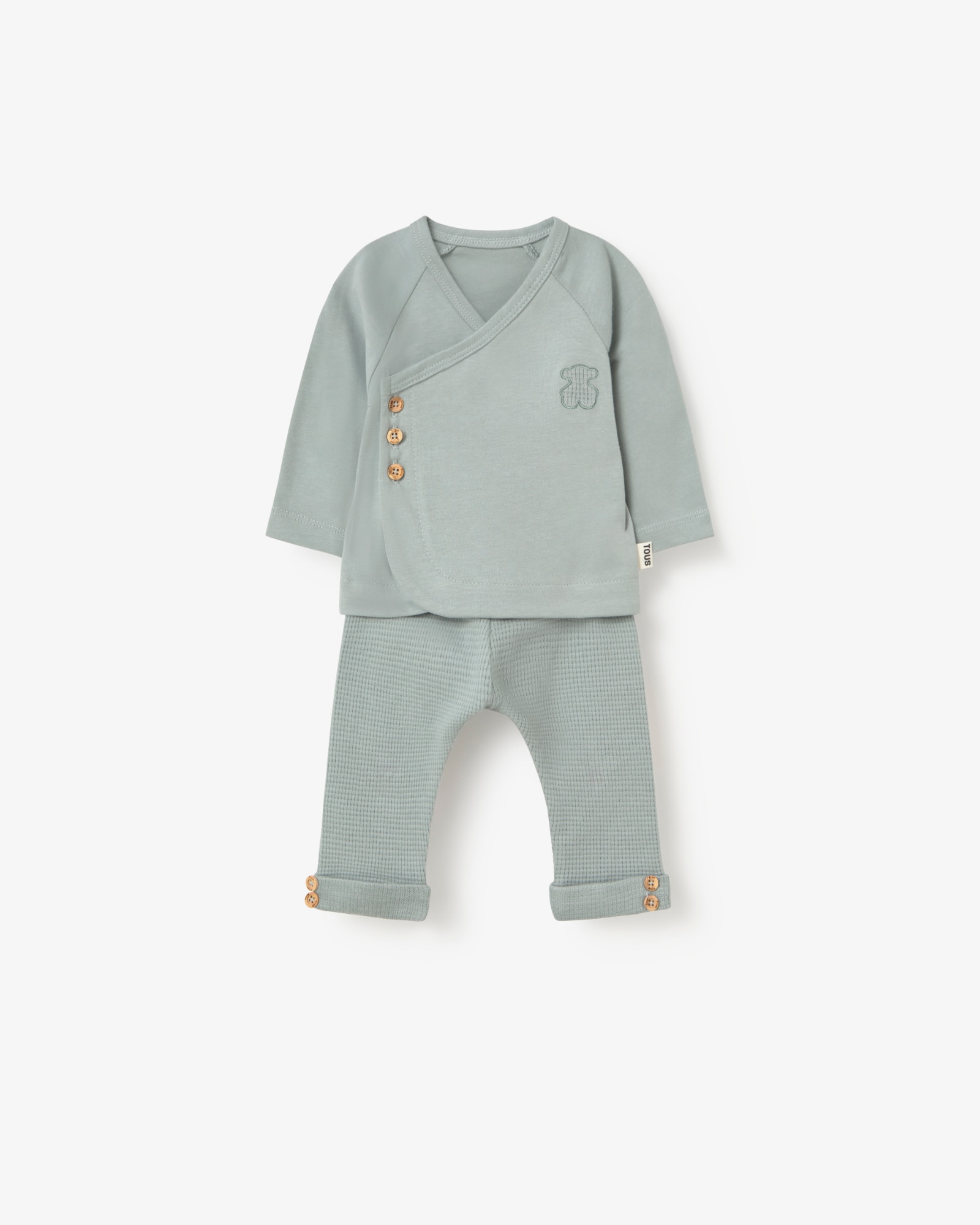Pelele de bebé niño con orejas en algodón a rayas - Tous - Verde Verde-1