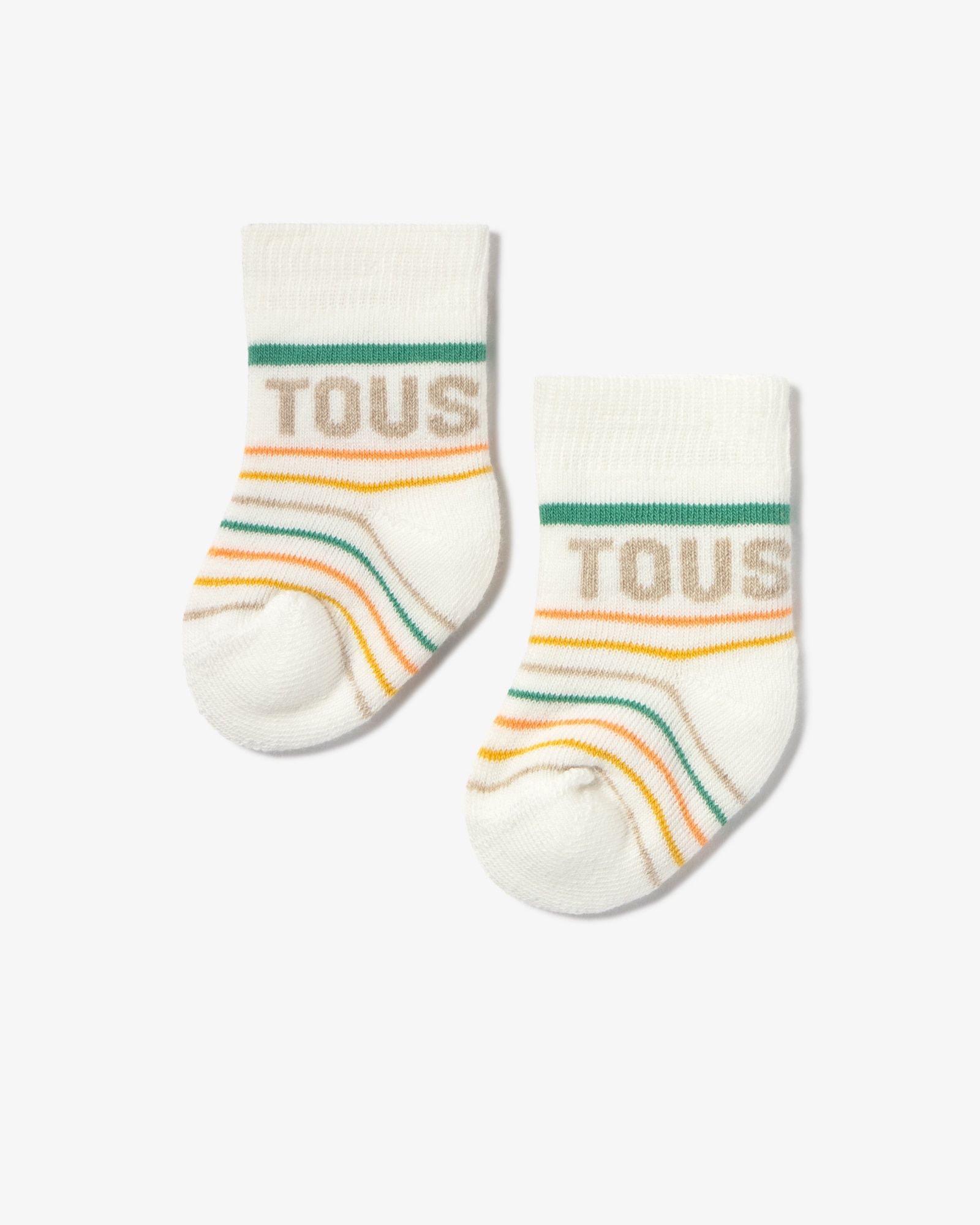 Set de bebé primera puesta de algodón con bodie cruzado, legging y calcetines - Tous - Crudo Crudo-5