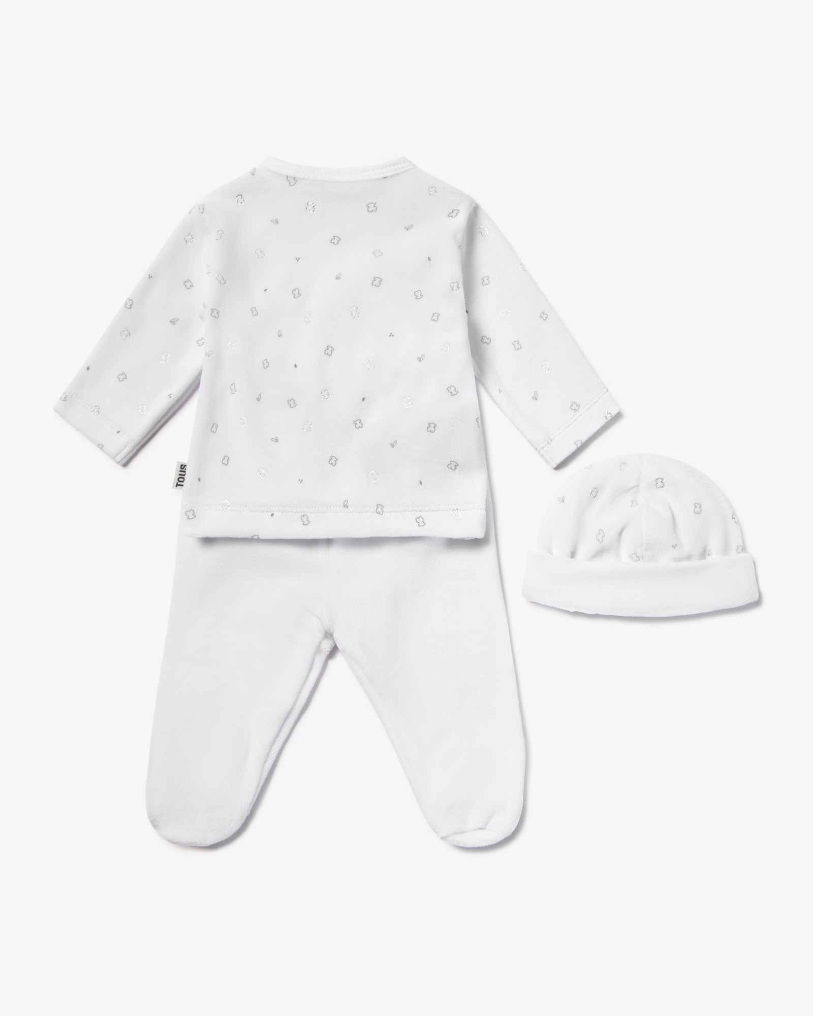 Set de bebé niño primera puesta tundosado con gorro, camiseta cruzada y polaina - Tous - Blanco Blanco-3