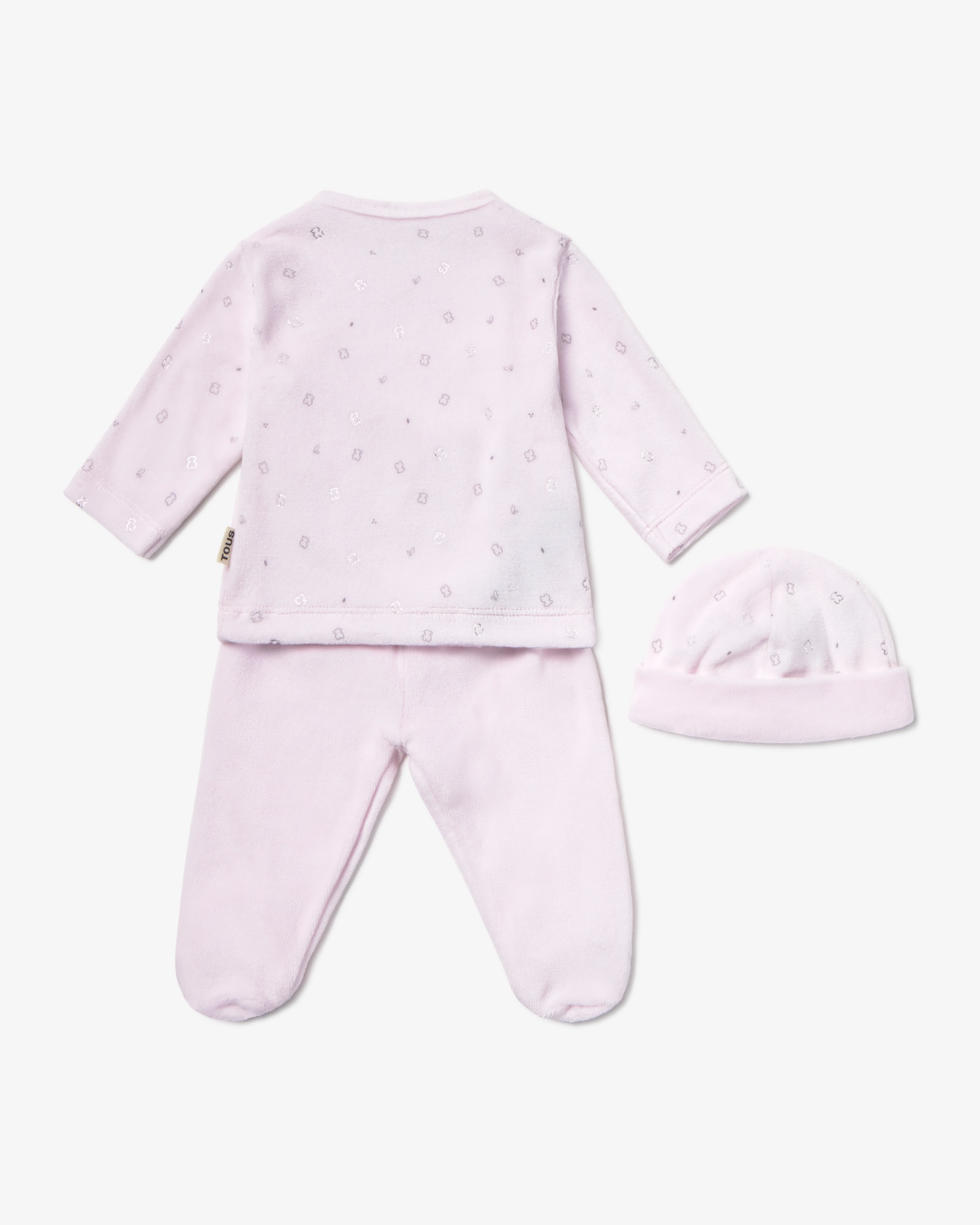 Set de bebé niño primera puesta tundosado con gorro, camiseta cruzada y polaina - Tous - Rosa Rosa-3