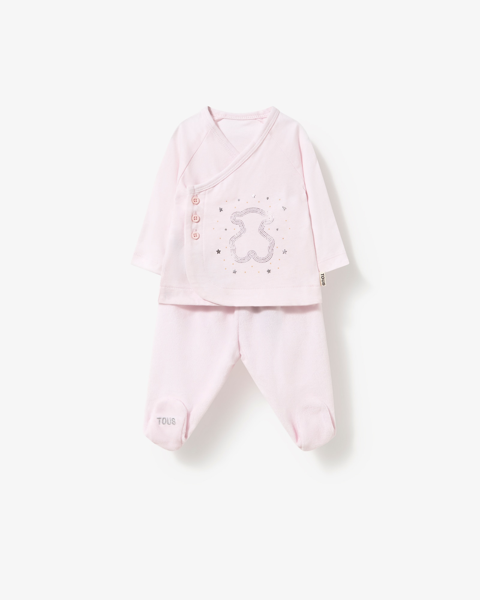 Conjunto de bebé niño en algodón estampado, combinado con tundosado liso - Tous - Rosa Rosa-1
