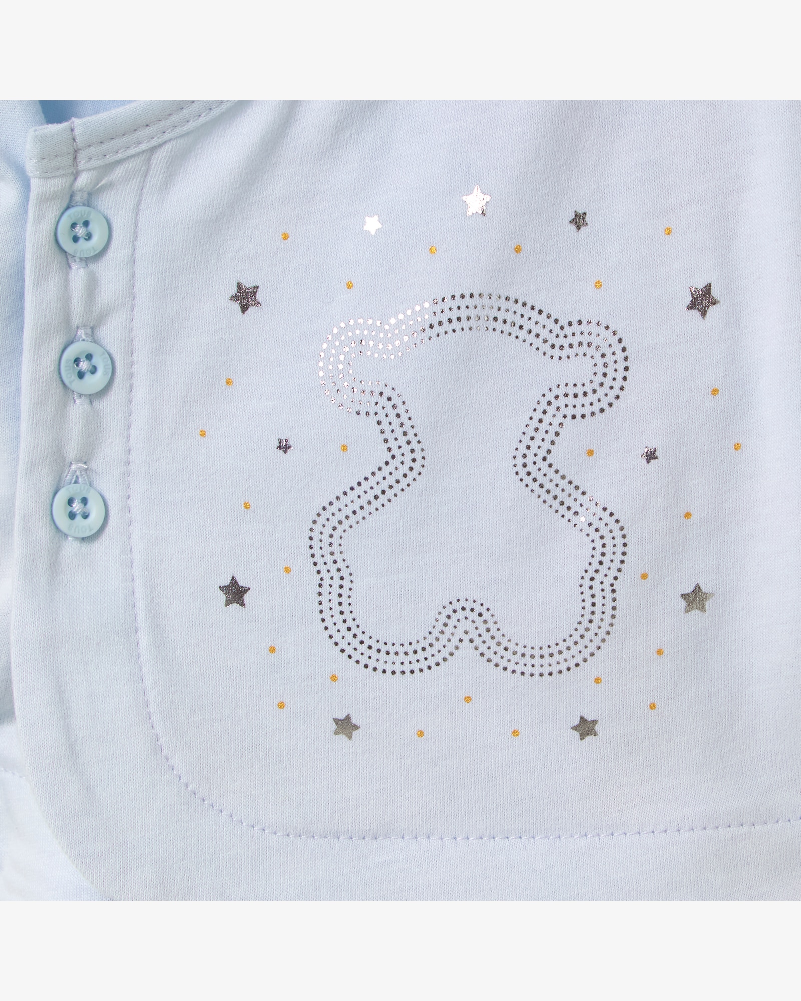 Conjunto de bebé niño en algodón estampado, combinado con tundosado liso - Tous - Azul claro Azul claro-6
