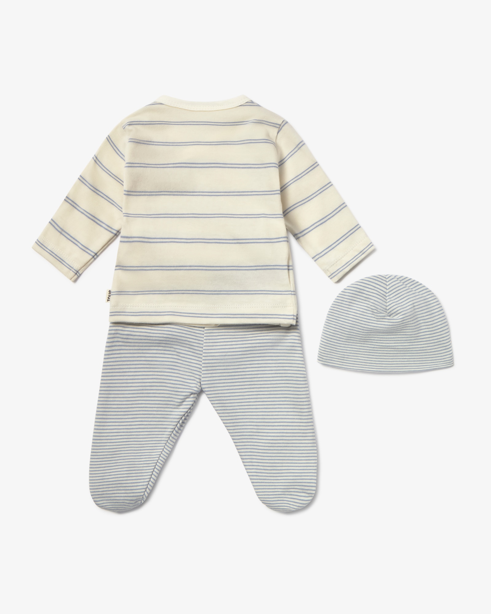 Set de bebé niño primera puesta de algodón con gorro, camiseta cruzada y polaina - Tous - Azul claro Azul claro-3