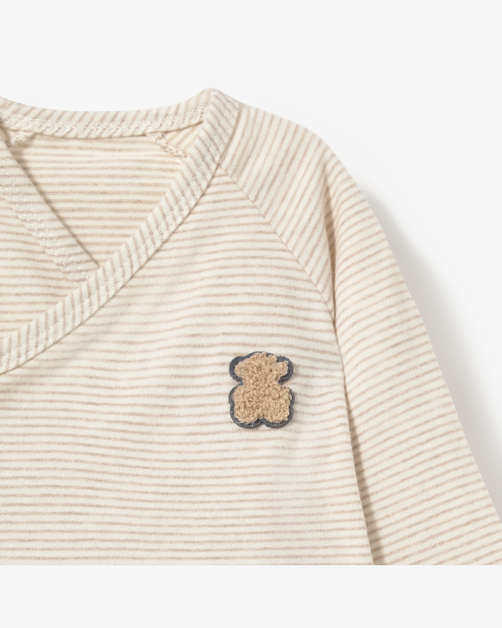 Conjunto de bebé niño en algodón a rayas con camiseta cruzada y legging - Tous - Beige Beige-5