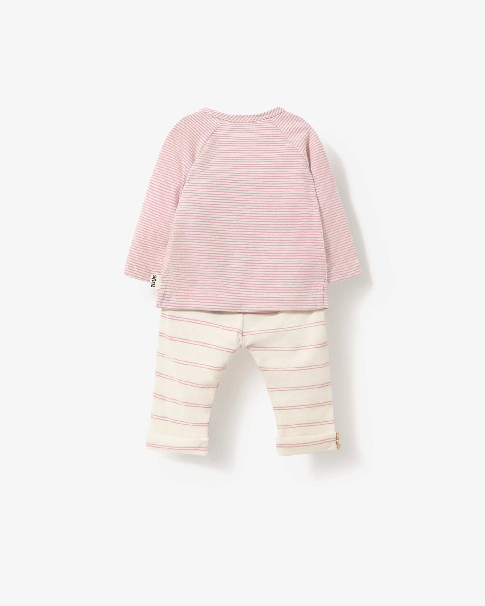 Conjunto de bebé niño en algodón a rayas con camiseta cruzada y legging - Tous - Rosa Rosa-3