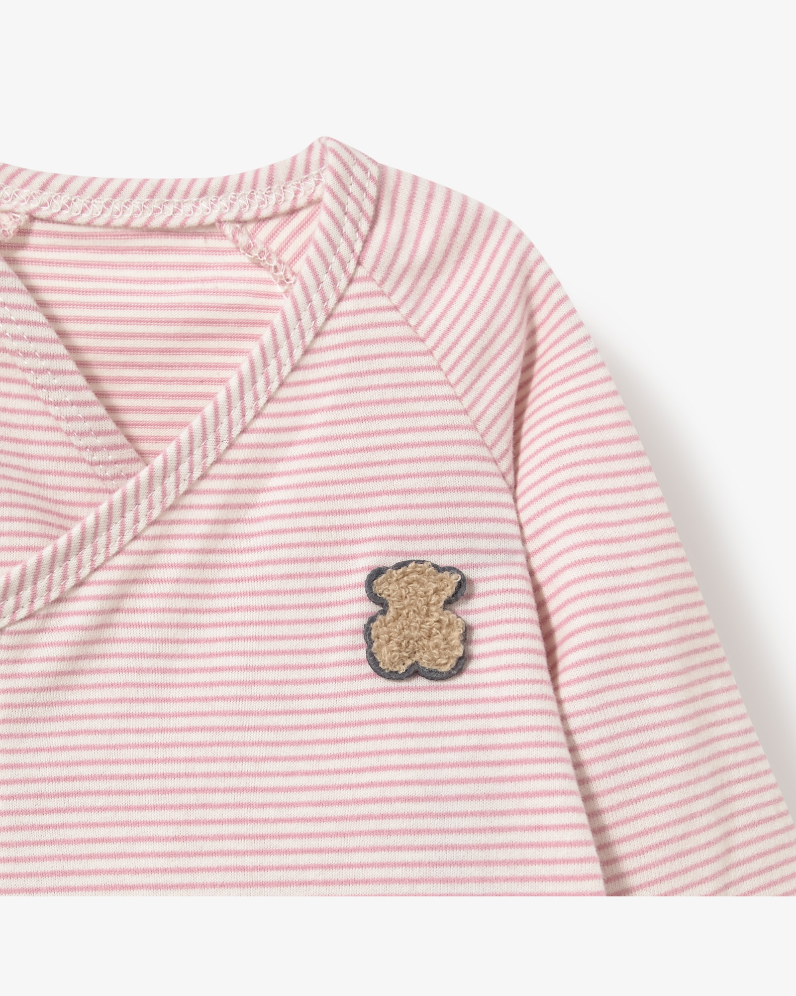 Conjunto de bebé niño en algodón a rayas con camiseta cruzada y legging - Tous - Rosa Rosa-5
