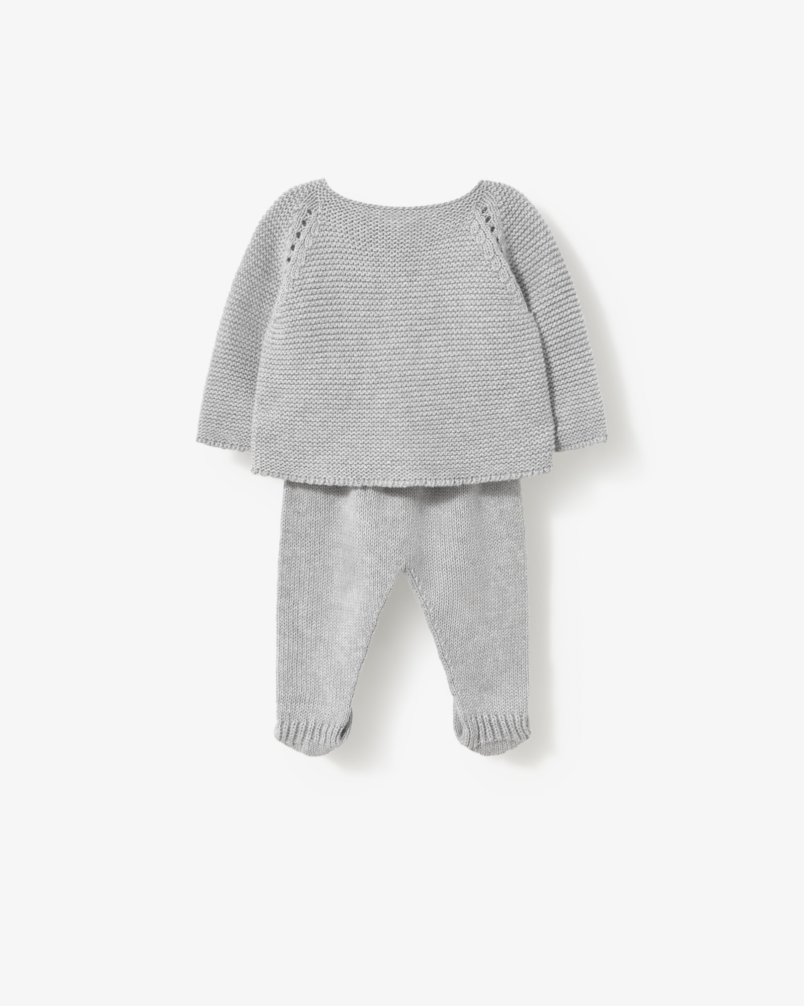Conjunto de bebé niño en algodón tricotado liso con jersey abotonado y polaina - Tous - Gris Gris-3