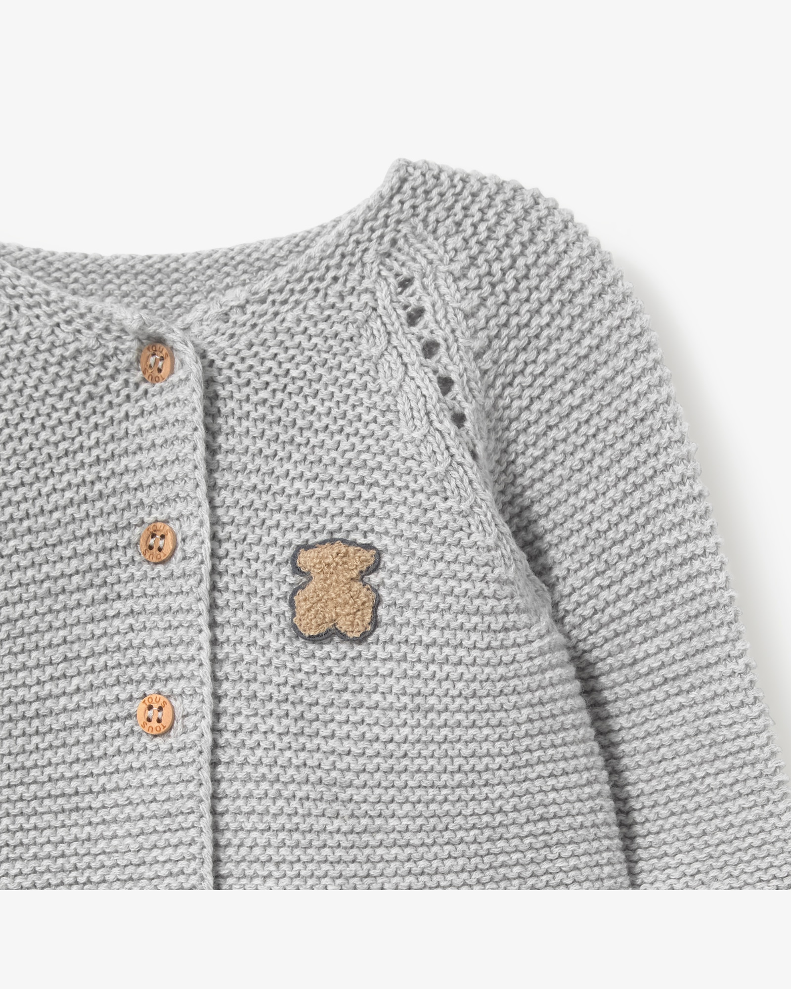 Conjunto de bebé niño en algodón tricotado liso con jersey abotonado y polaina - Tous - Gris Gris-4