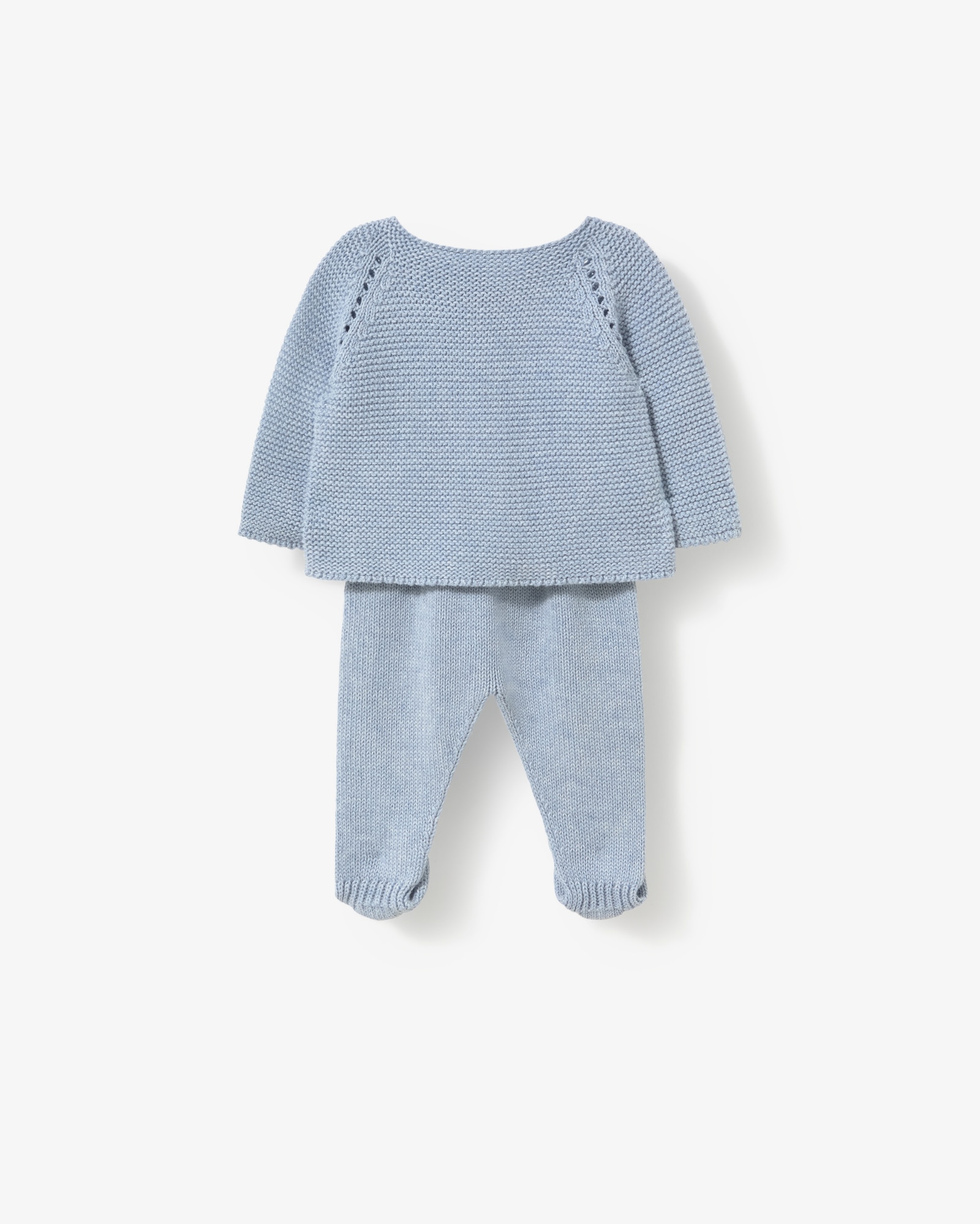 Conjunto de bebé niño en algodón tricotado liso con jersey abotonado y polaina - Tous - Azul Azul-3