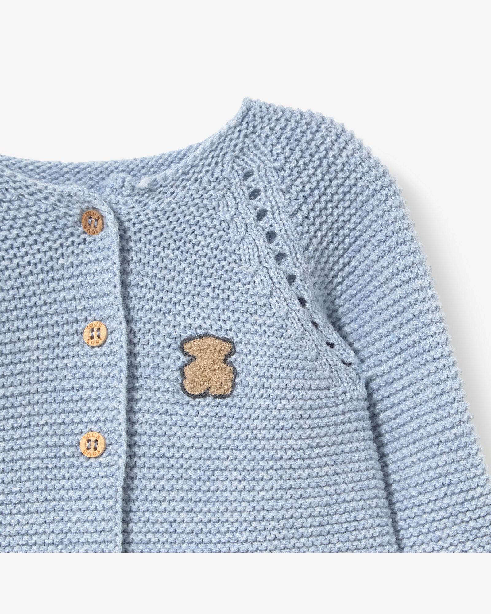 Conjunto de bebé niño en algodón tricotado liso con jersey abotonado y polaina - Tous - Azul Azul-4