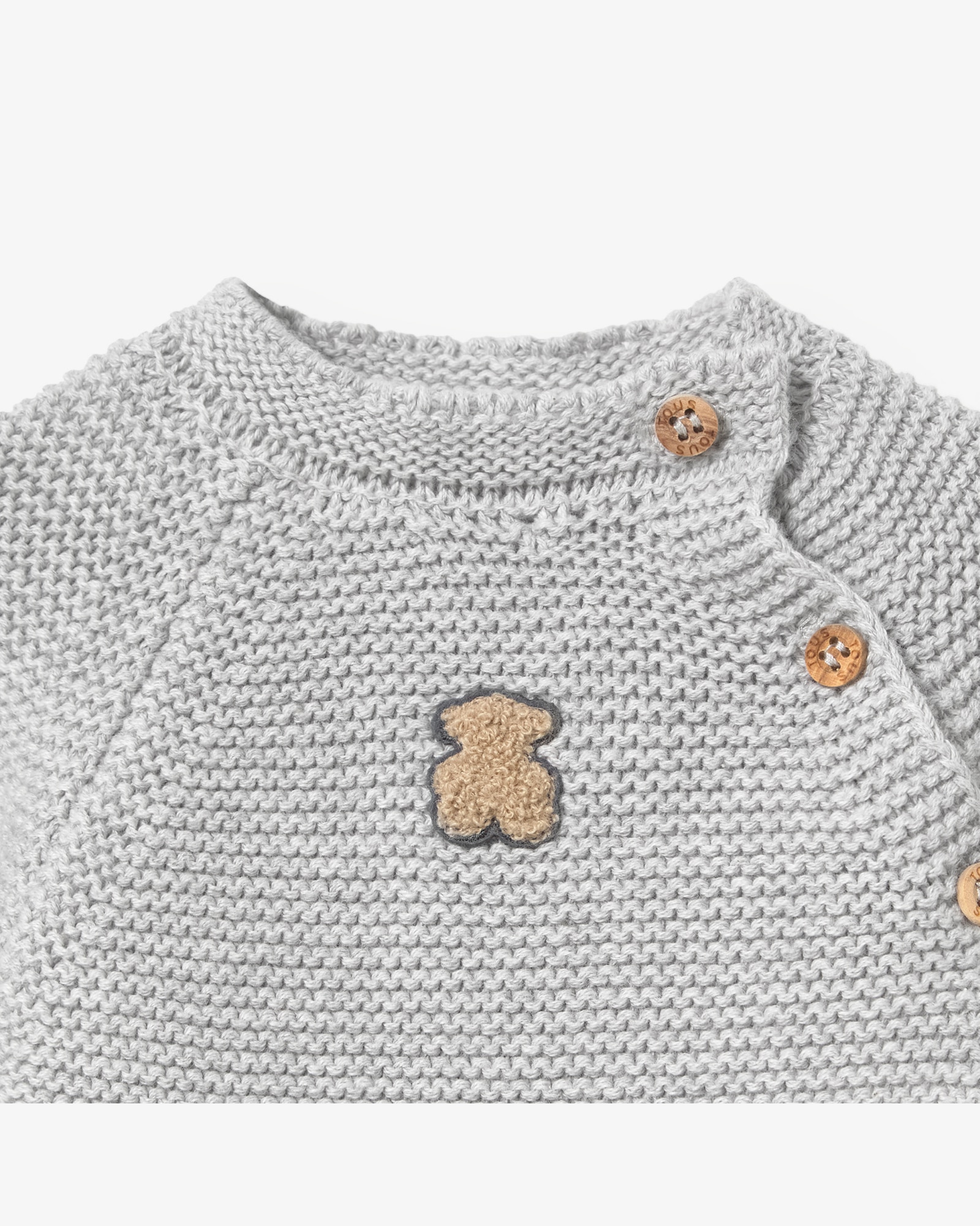Conjunto de bebé niña en algodón tricotado liso con jersey abotonado y polaina - Tous - Gris Gris-4