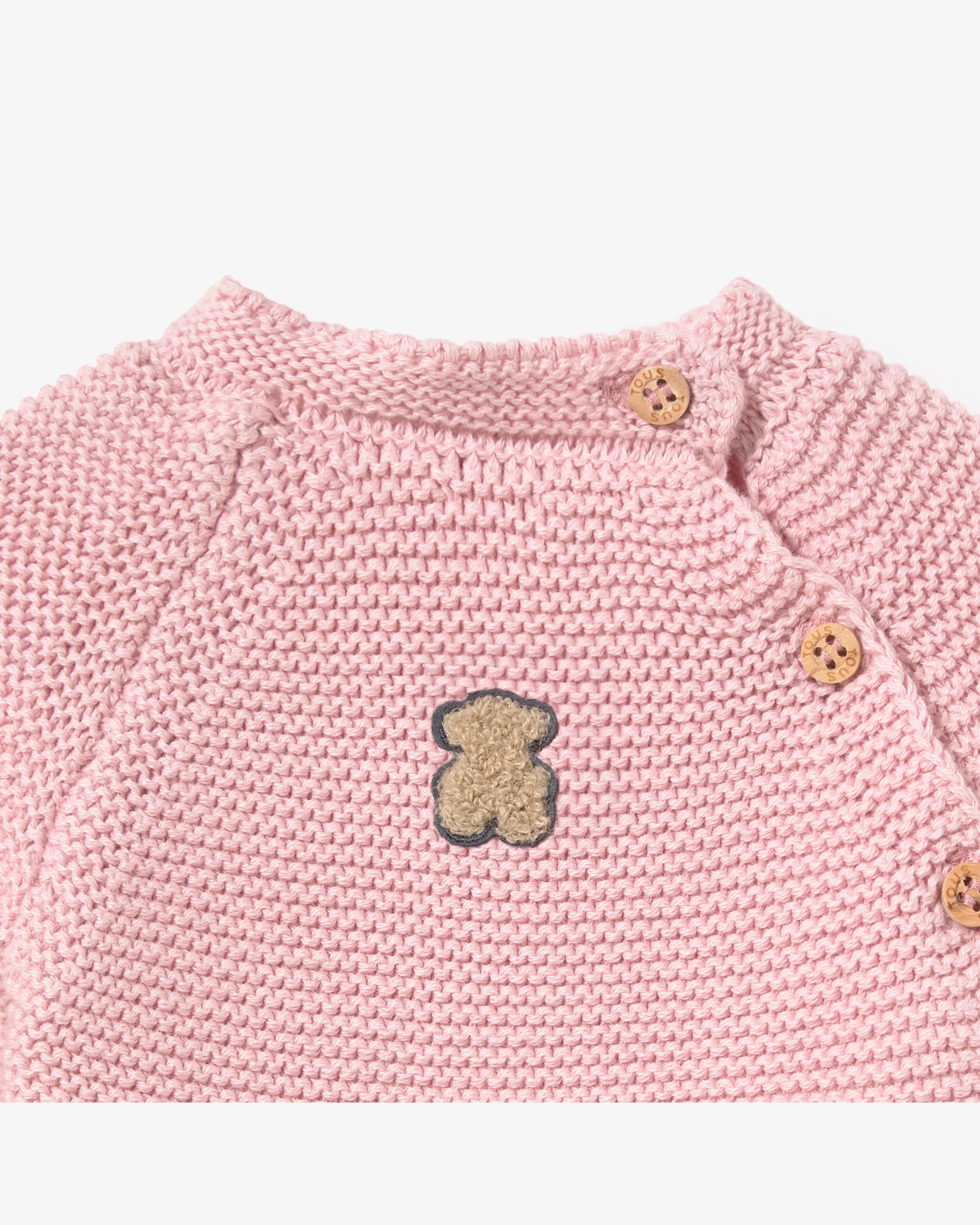 Conjunto de bebé niña en algodón tricotado liso con jersey abotonado y polaina - Tous - Rosa Rosa-4