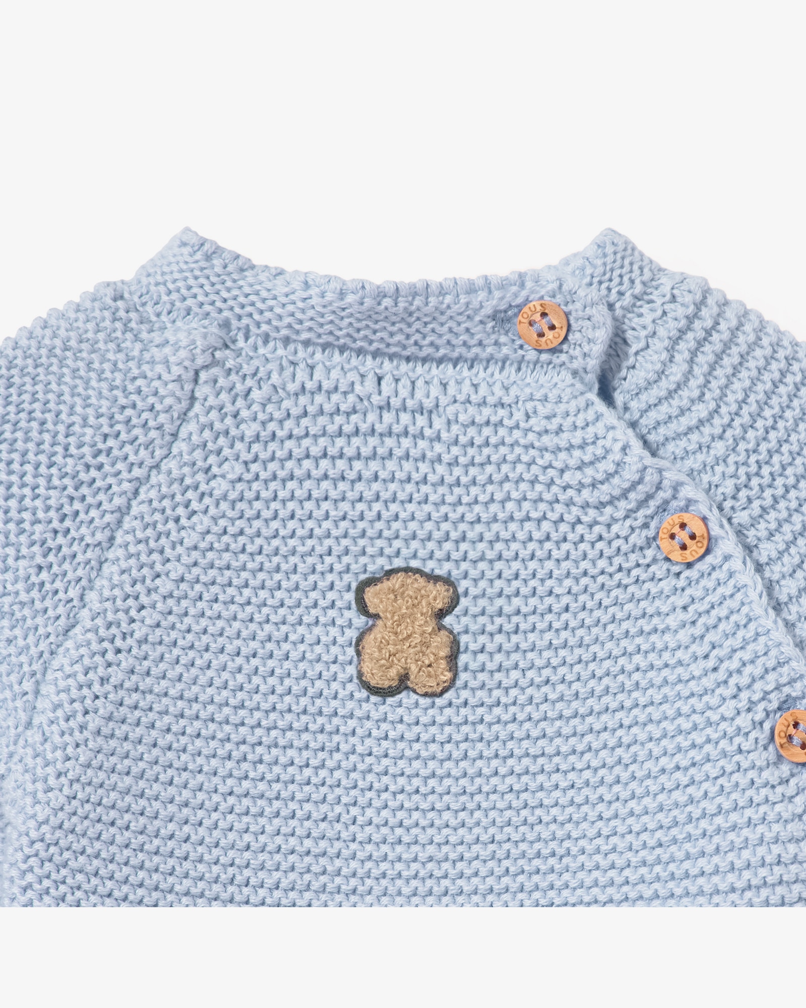 Conjunto de bebé niña en algodón tricotado liso con jersey abotonado y polaina - Tous - Azul Azul-4