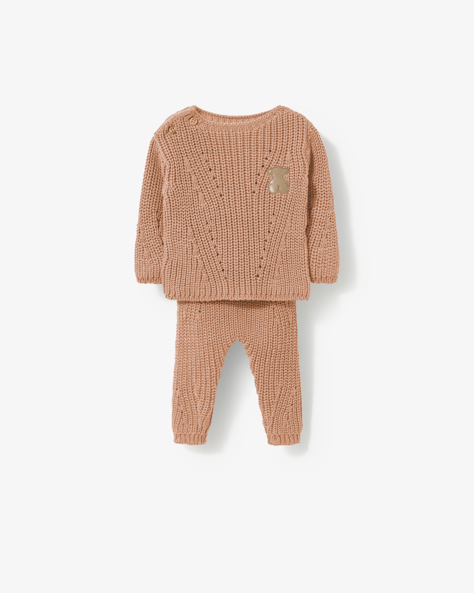 Imagen 0 de Conjunto de bebé niño en algodón tricotado liso con jersey y legging ajustable Rosa