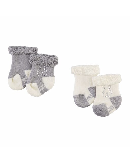 Imagen 0 de Pack de 2 calcetines de bebé con strass en gris
