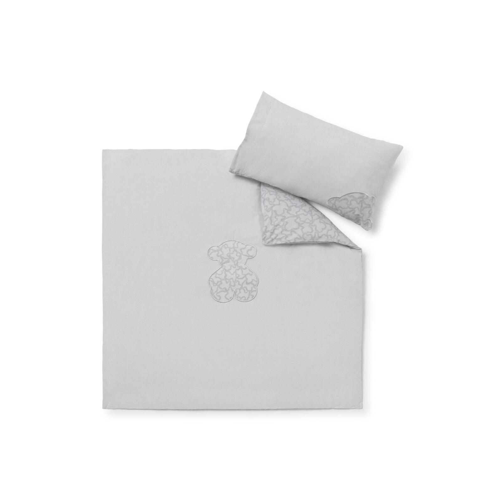 Juego 4 piezas para mini cuna (50x80): funda nórdica, funda almohada, relleno nórdico y almohada Tous Baby Hkaos - Gris Gris-2