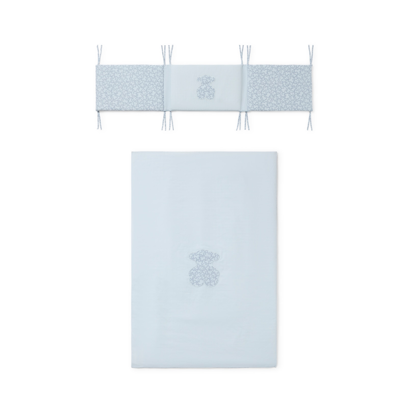 Juego de 3 piezas para cuna (60x120 cm) de protector de barrotes, funda nórdica y relleno nórdico Tous Baby HKaos - Azul Azul-2