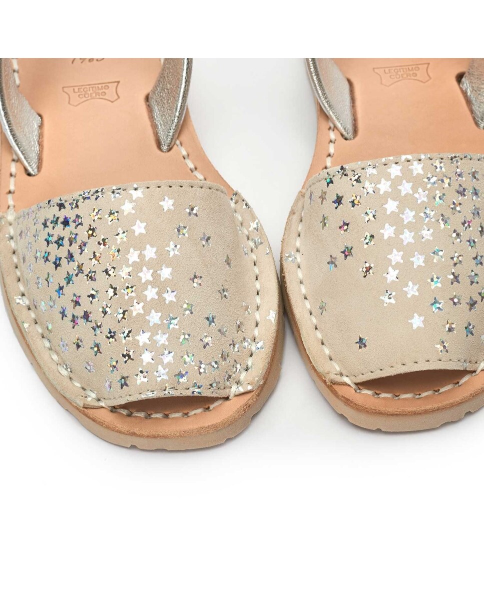 Menorquinas de niña con estampado de estrellas - CASTELL MENORCA - Plata Plata-3