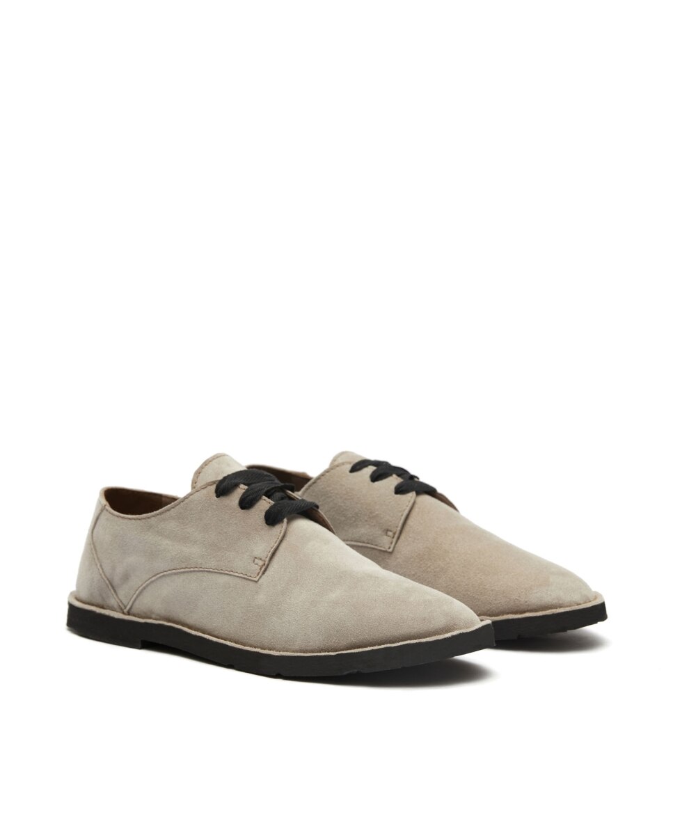 Bluchers de mujer de serraje - CASTELL MENORCA - Beige Beige-3