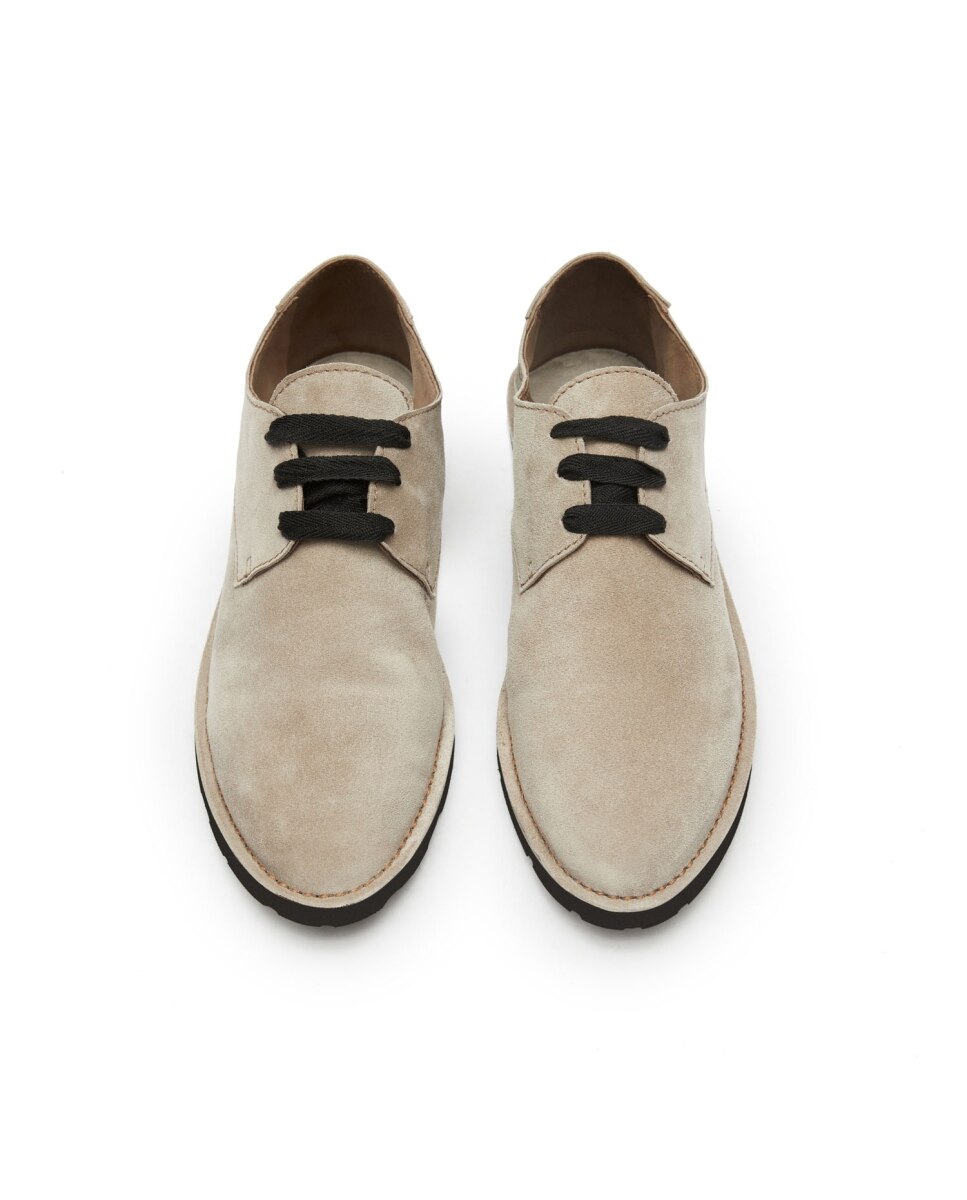 Bluchers de mujer de serraje - CASTELL MENORCA - Beige Beige-2