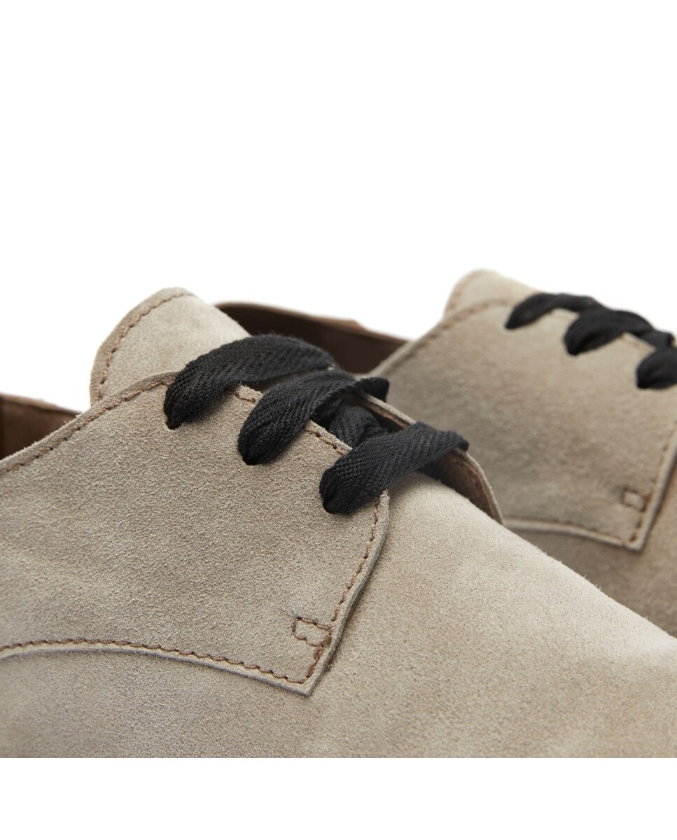 Bluchers de mujer de serraje - CASTELL MENORCA - Beige Beige-4