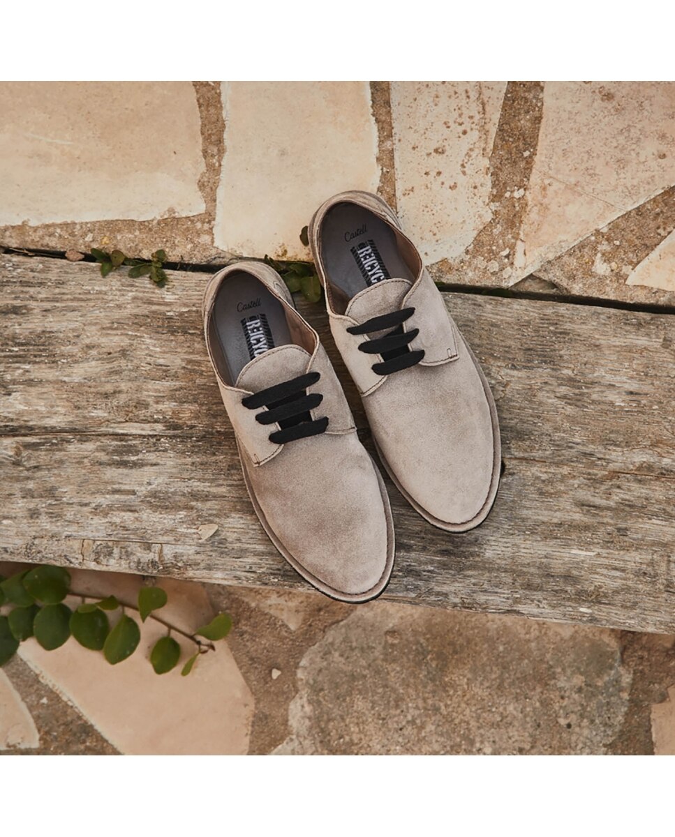 Bluchers de mujer de serraje - CASTELL MENORCA - Beige Beige-5
