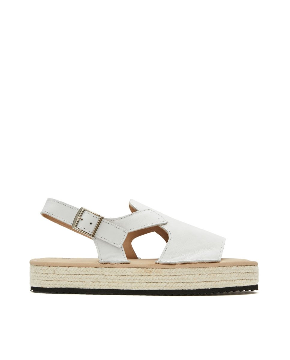 Imagen 0 de Sandalias con tiras de mujer de piel con hebilla Blanco