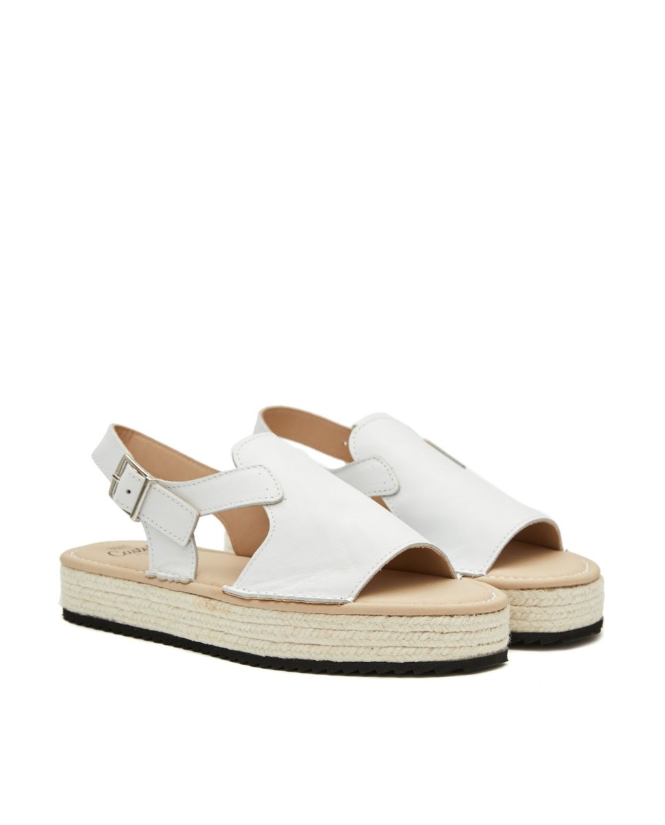 Sandalias con tiras de mujer de piel con hebilla - CASTELL MENORCA - Blanco Blanco-3