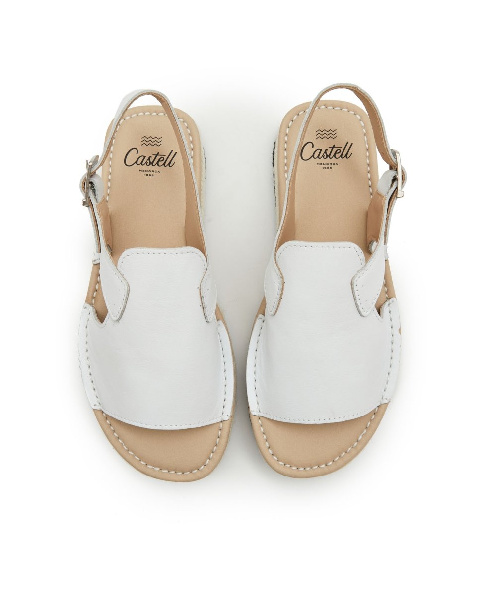 Sandalias con tiras de mujer de piel con hebilla - CASTELL MENORCA - Blanco Blanco-2