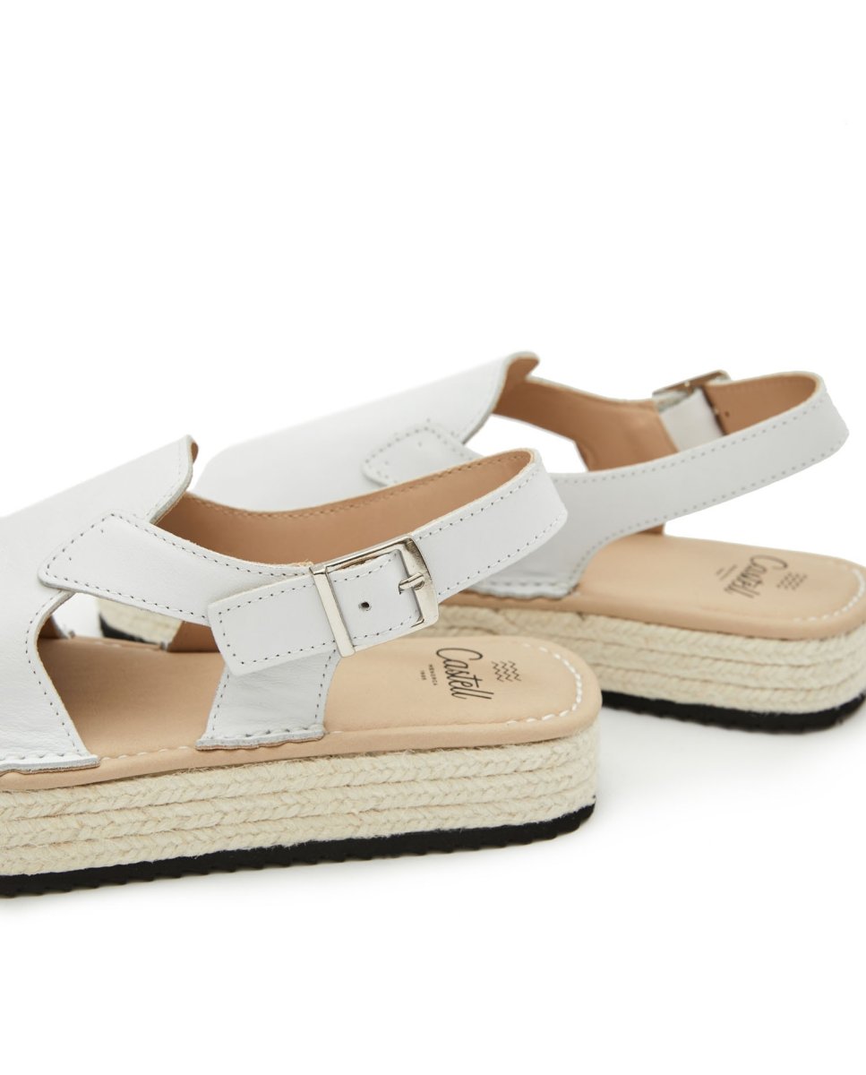 Sandalias con tiras de mujer de piel con hebilla - CASTELL MENORCA - Blanco Blanco-4