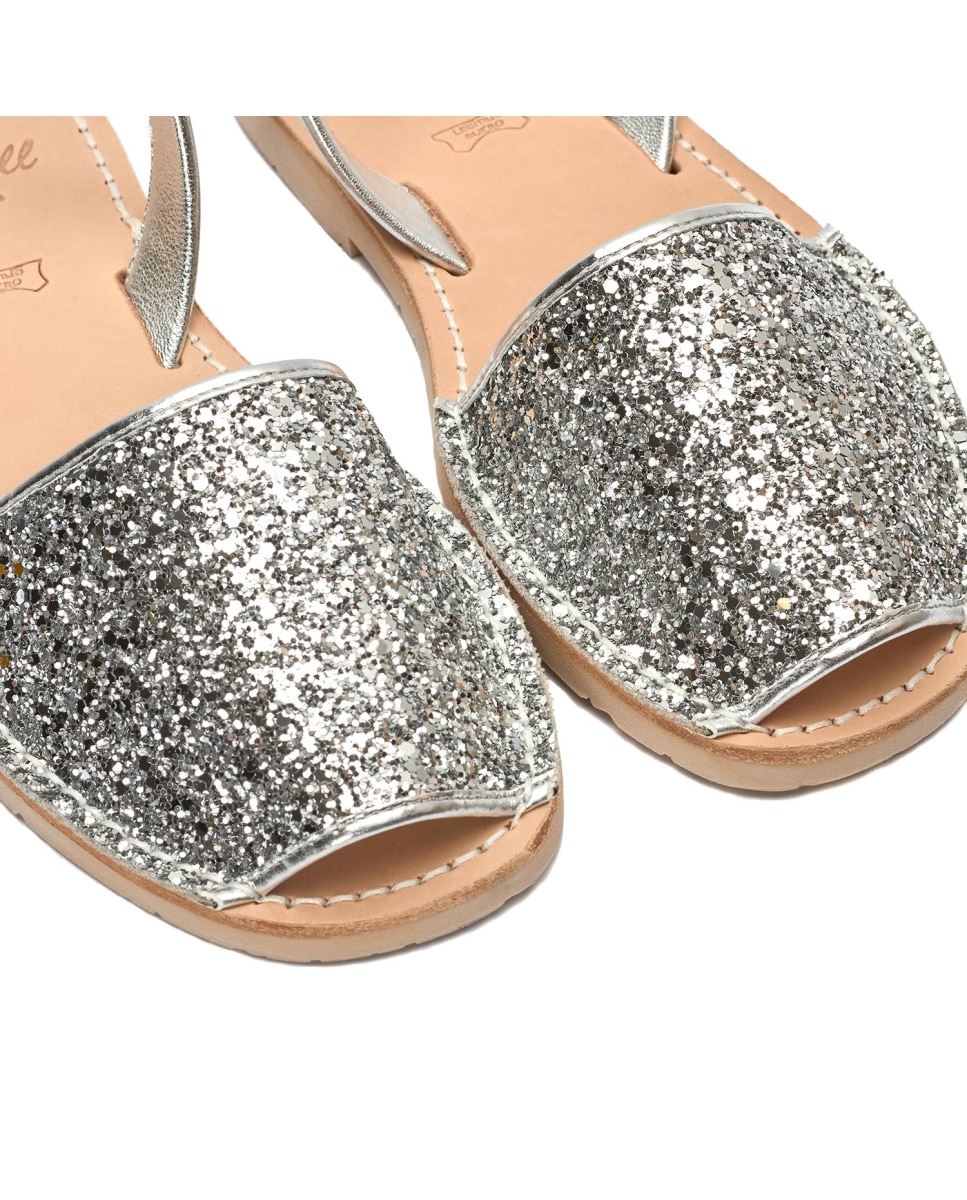 Menorquinas de niña con glitter - CASTELL MENORCA - Plata Plata-3