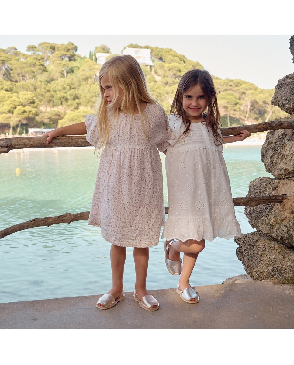 Menorquinas de niña de piel metalizada - CASTELL MENORCA - Gris claro Gris claro-3