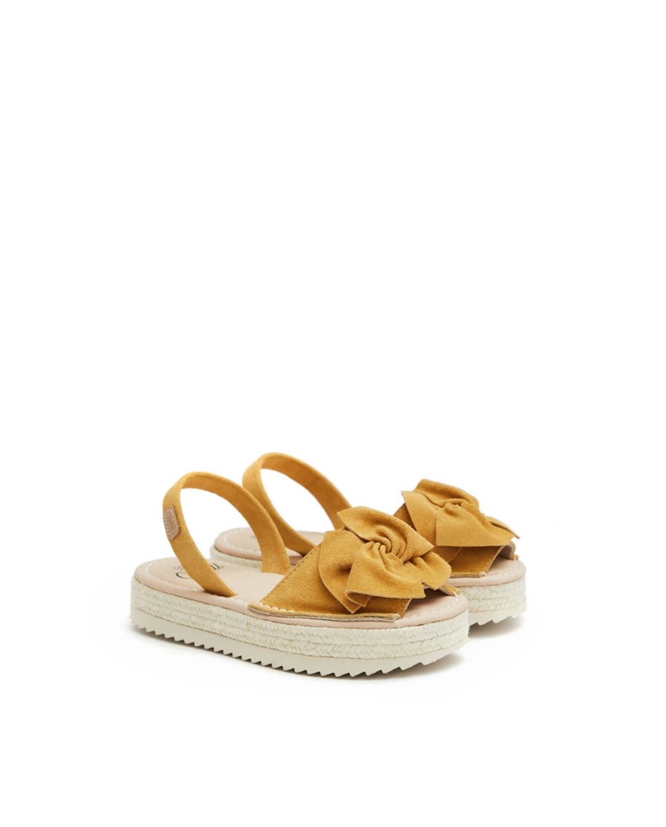 Sandalias de niña con lazo - CASTELL MENORCA - Amarillo Amarillo-2