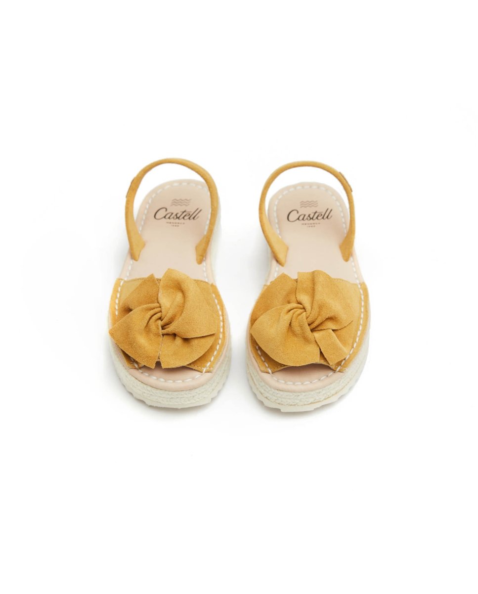 Sandalias de niña con lazo - CASTELL MENORCA - Amarillo Amarillo-3