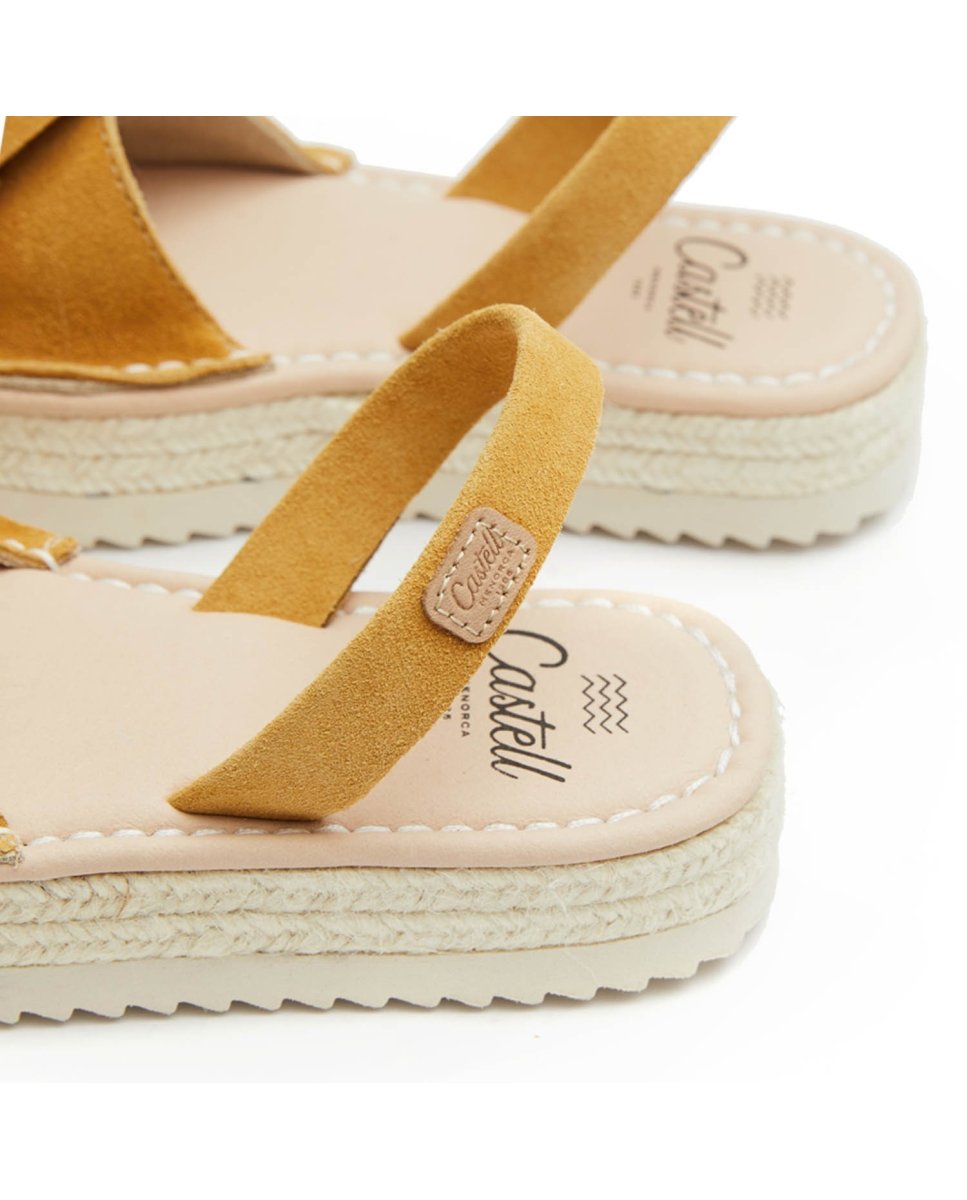 Sandalias de niña con lazo - CASTELL MENORCA - Amarillo Amarillo-4