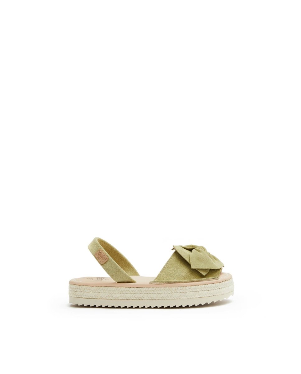 Sandalias de niña con lazo - CASTELL MENORCA - Verde claro Verde claro-1