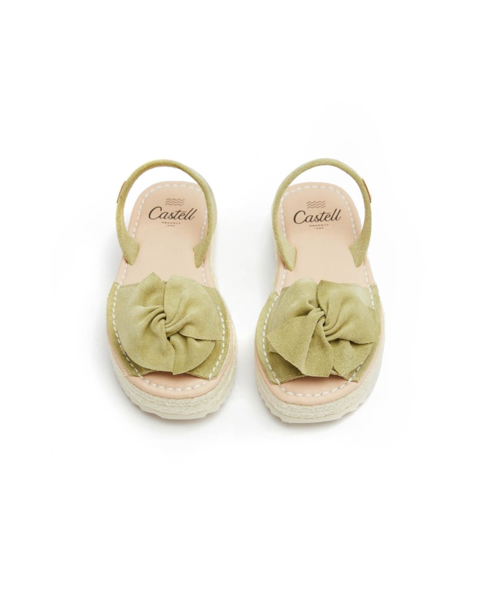 Sandalias de niña con lazo - CASTELL MENORCA - Verde claro Verde claro-3