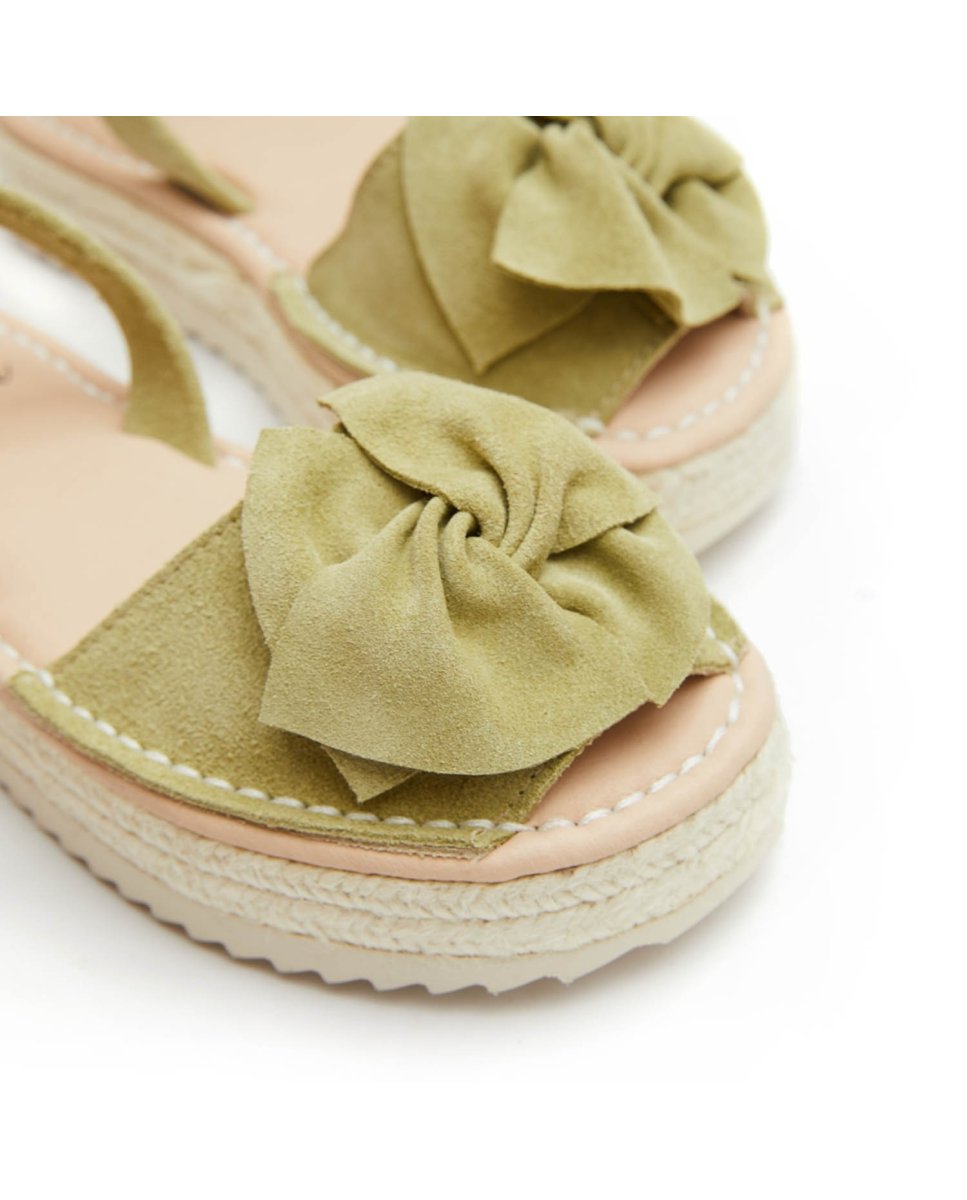 Sandalias de niña con lazo - CASTELL MENORCA - Verde claro Verde claro-4