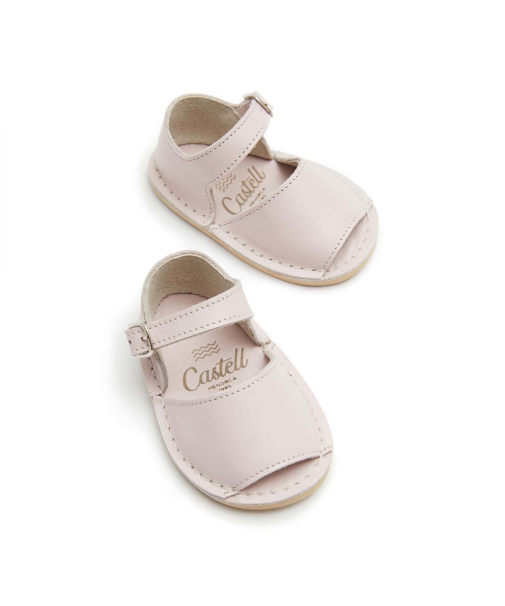 Menorquinas de bebé en piel con suela flexible - CASTELL MENORCA - Rosa claro Rosa claro-4