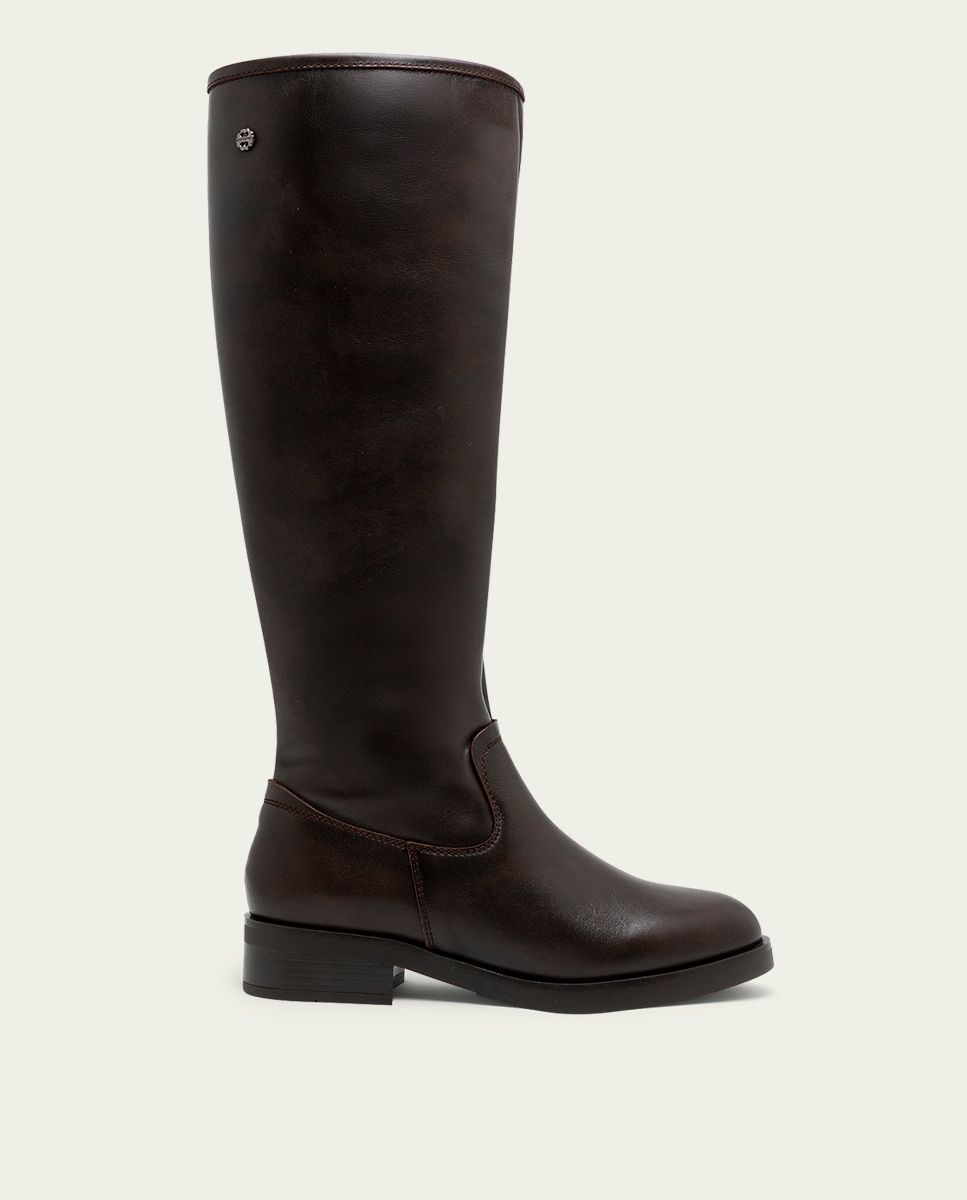 Porronet - Bota alta de mujer de piel con cremallera.
