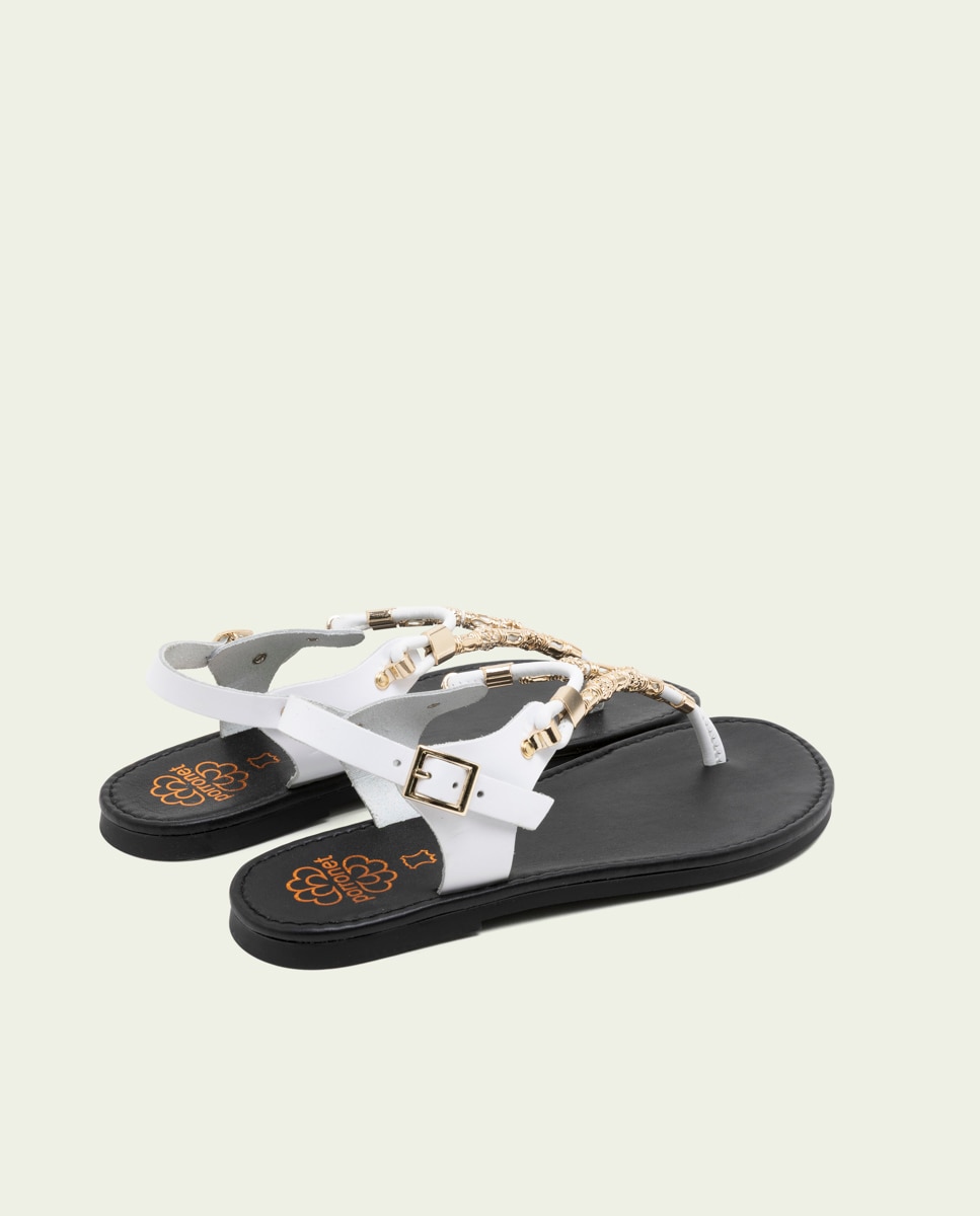 Porronet - Sandalias de dedo de mujer de piel con hebilla.