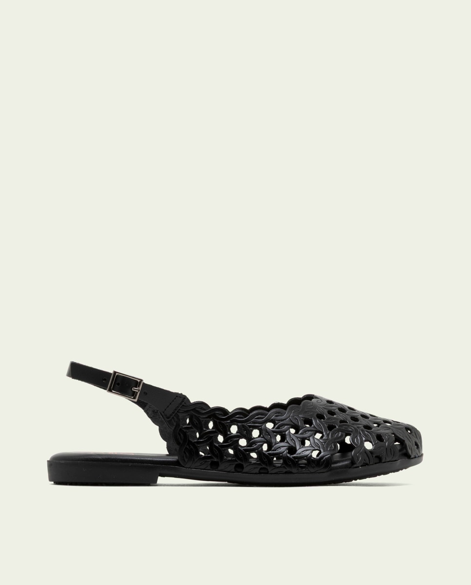 Sandalia de mujer de piel con hebilla - Porronet - Negro Negro-1