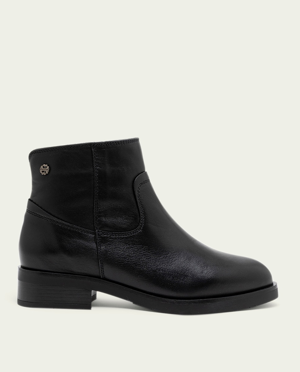 Botines de mujer de piel con cremallera - Porronet - Negro Negro-1