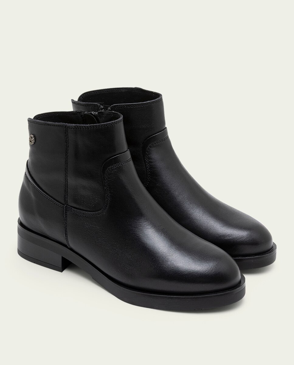 Botines de mujer de piel con cremallera - Porronet - Negro Negro-3