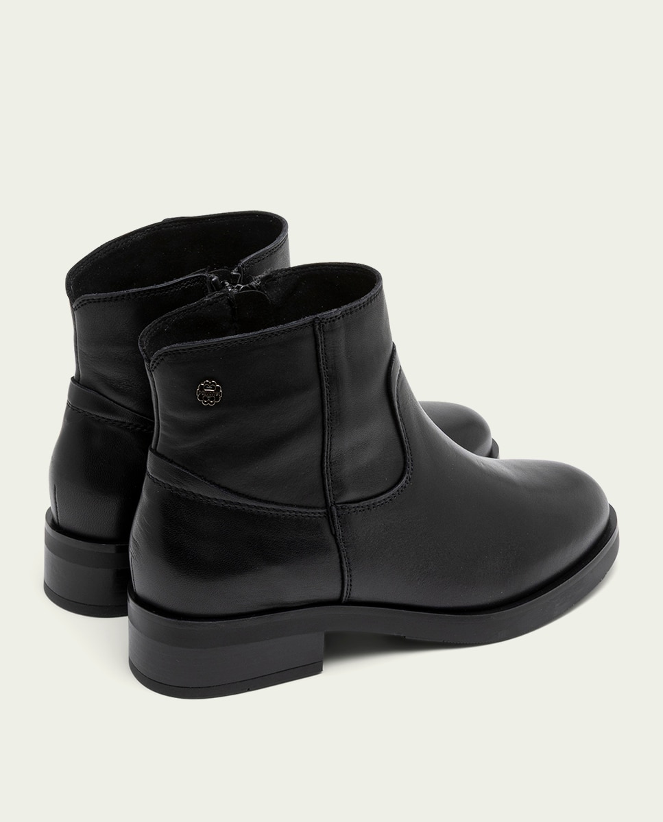 Botines de mujer de piel con cremallera - Porronet - Negro Negro-2