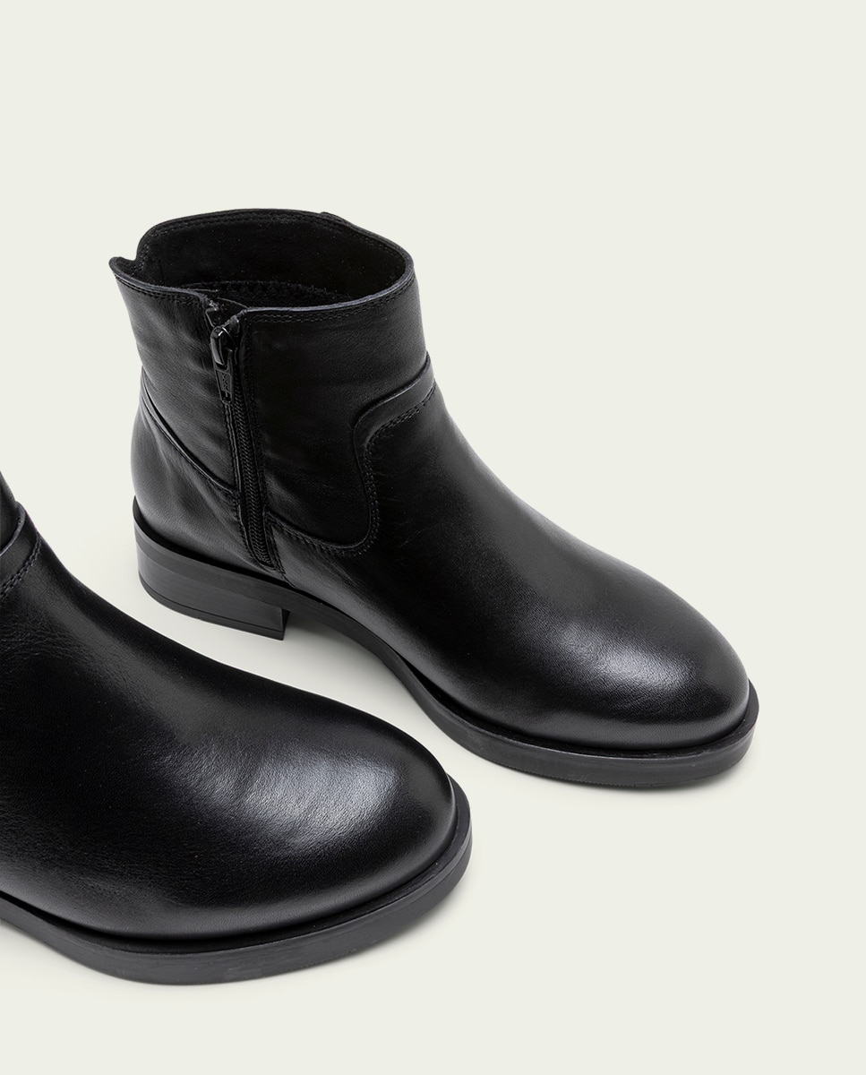 Botines de mujer de piel con cremallera - Porronet - Negro Negro-4