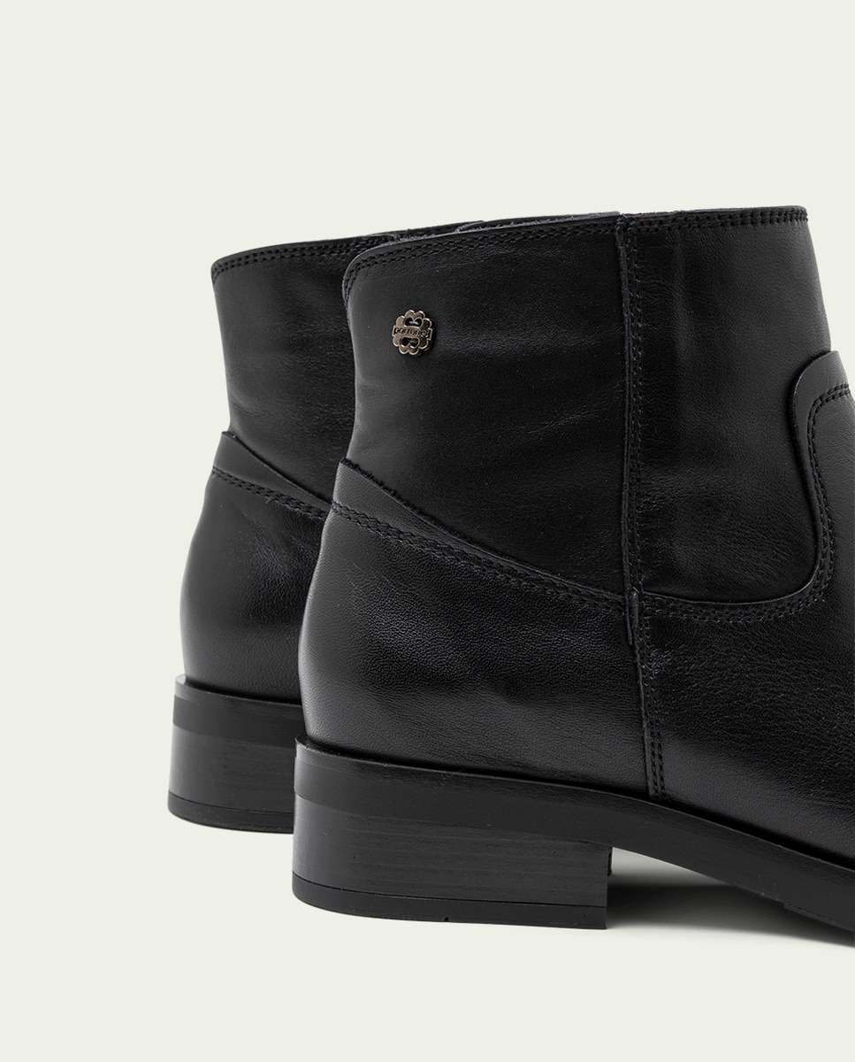 Botines de mujer de piel con cremallera - Porronet - Negro Negro-5